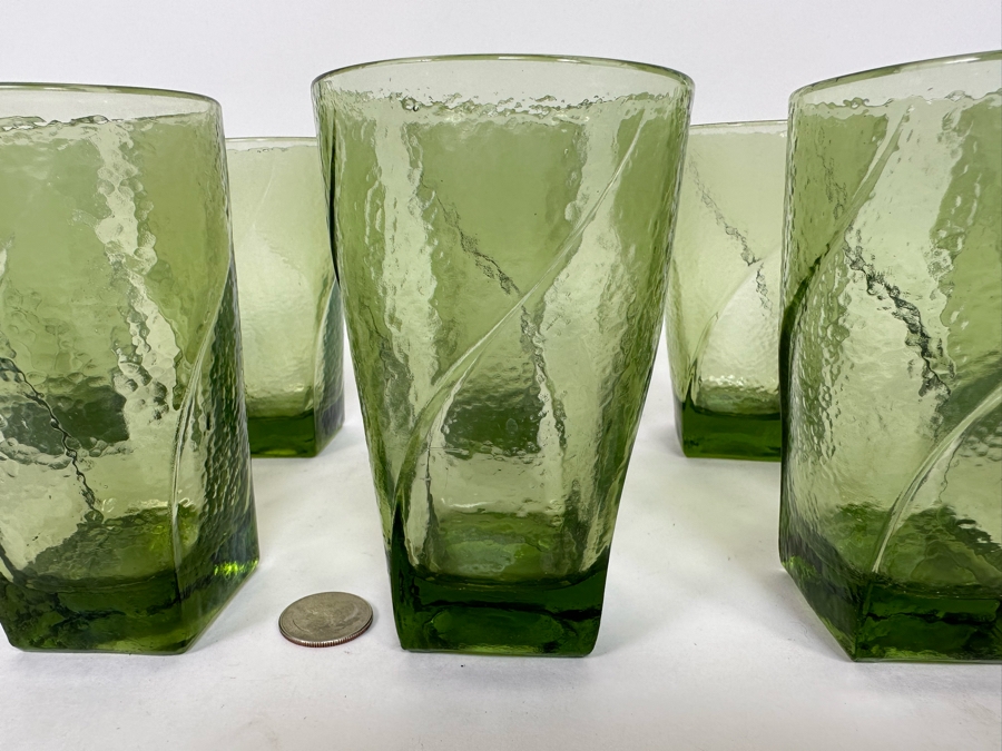Set Of Eleven Mid-Century Green Glasses 5H [Photo 11]