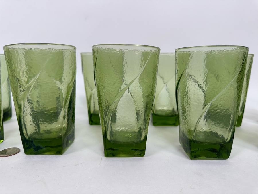 Set Of Eleven Mid-Century Green Glasses 5H [Photo 5]