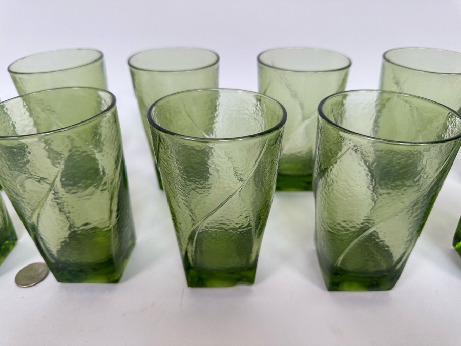 Set Of Eleven Mid-Century Green Glasses 5H [Photo 6]