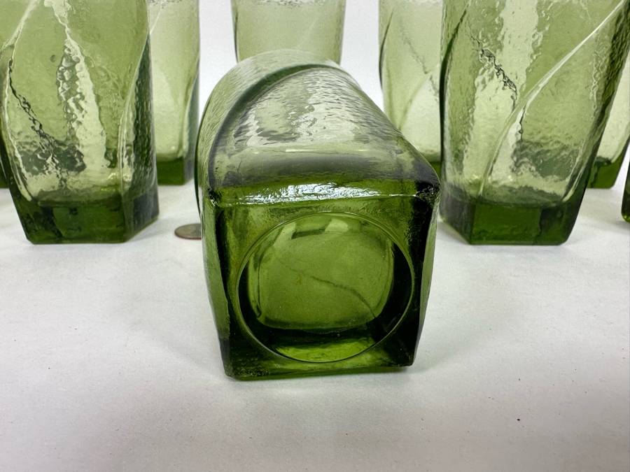 Set Of Eleven Mid-Century Green Glasses 5H [Photo 13]
