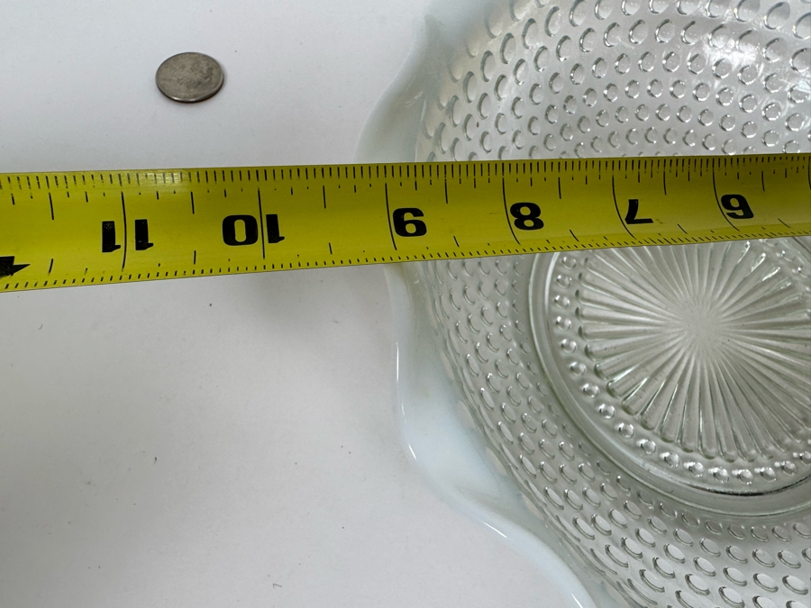 Vintage Fenton Hobnail Milk Glass Opalescent Waved Rim Bowl 9W [Photo 7]