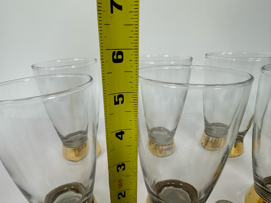 Set Of Eight Vintage Gold Bottom Glasses 5.5H [Photo 7]