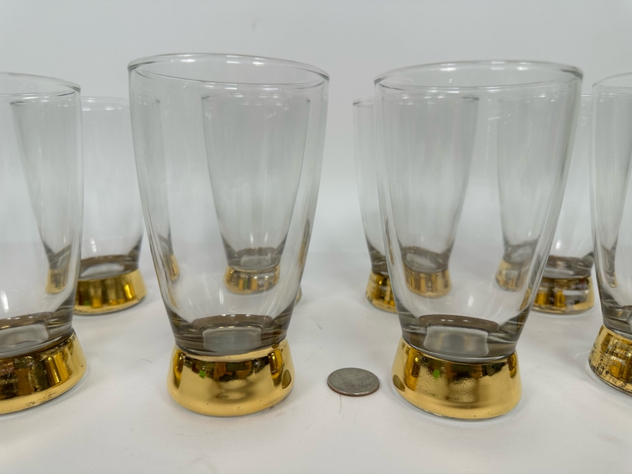 Set Of Eight Vintage Gold Bottom Glasses 5.5H [Photo 4]