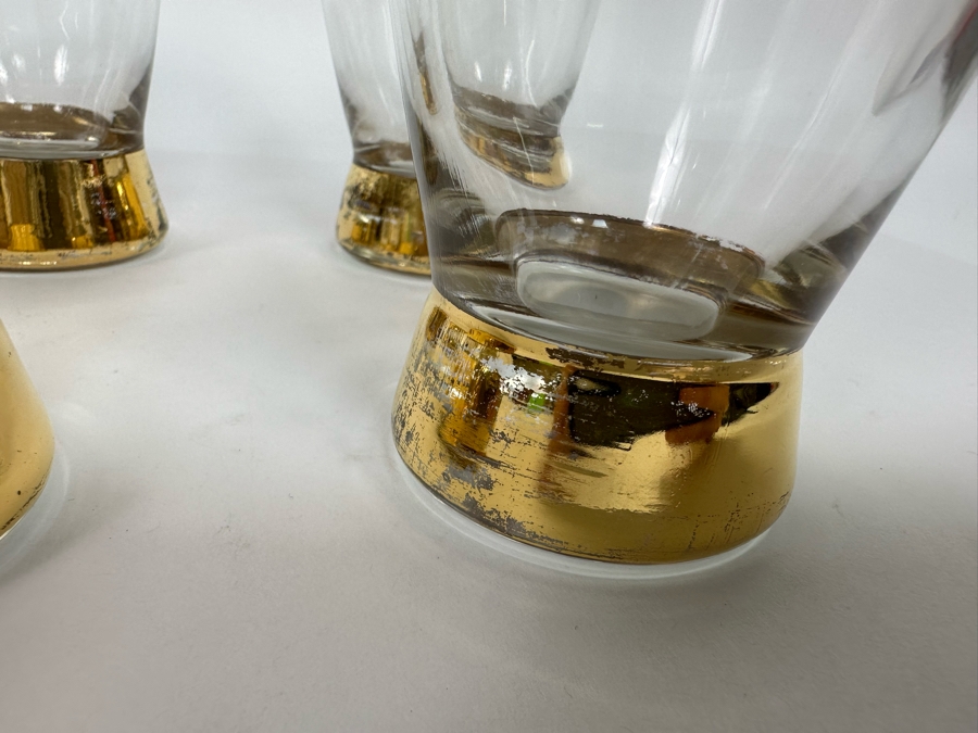 Set Of Eight Vintage Gold Bottom Glasses 5.5H [Photo 6]