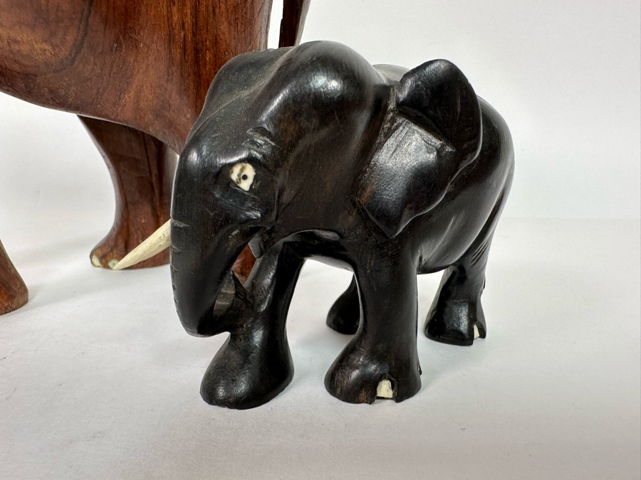 Three Carved Wooden Elephants Largest Is 12H [Photo 9]