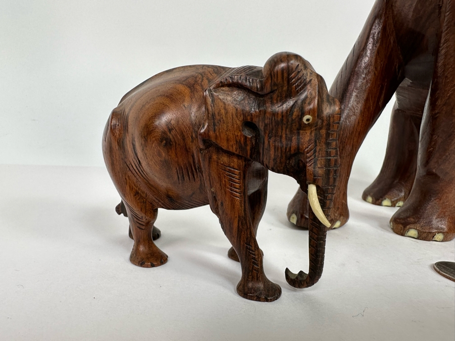 Three Carved Wooden Elephants Largest Is 12H [Photo 7]