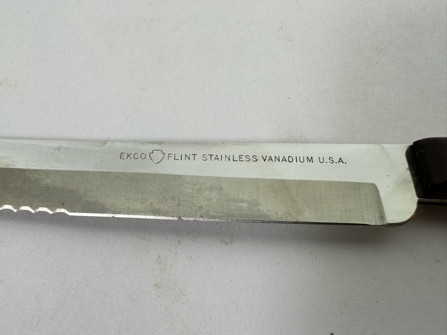 Ekco Flint Steakster Stainless Vanadium Steak Knives With Rosewood Handles And Wall Mounted Display Case 5.5W X 10H [Photo 8]