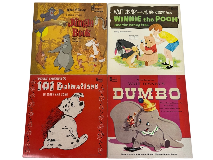 Four Vintage Walt Disney Disneyland Records