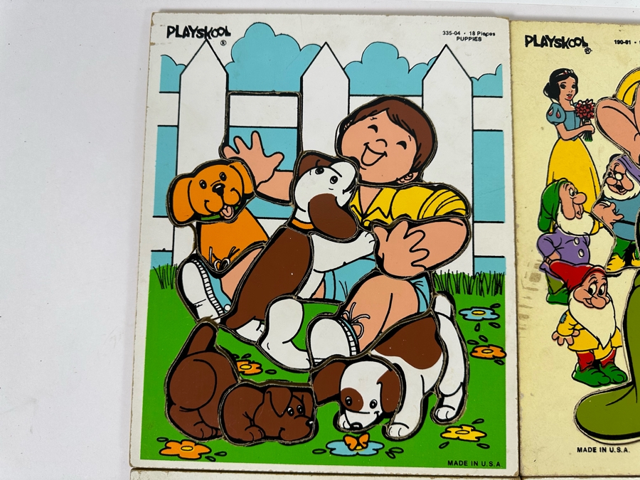 Four Vintage Playskool Wooden Puzzles Including Walt Disney S Snow White   51430 Gkbk 