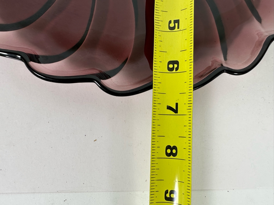 Set Of Six Vintage Hazelware Alpine Amethyst / White Glass Snack Sets Swirl Seashell Design 10W X 7D [Photo 10]