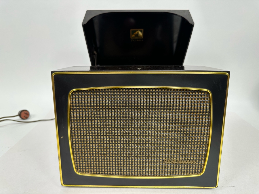 Vintage Mid-Century Victrola RCA Victor Tube Amplifier Portable Record Player Model 45-HY-4 Working With 45RPM Records [Photo 8]