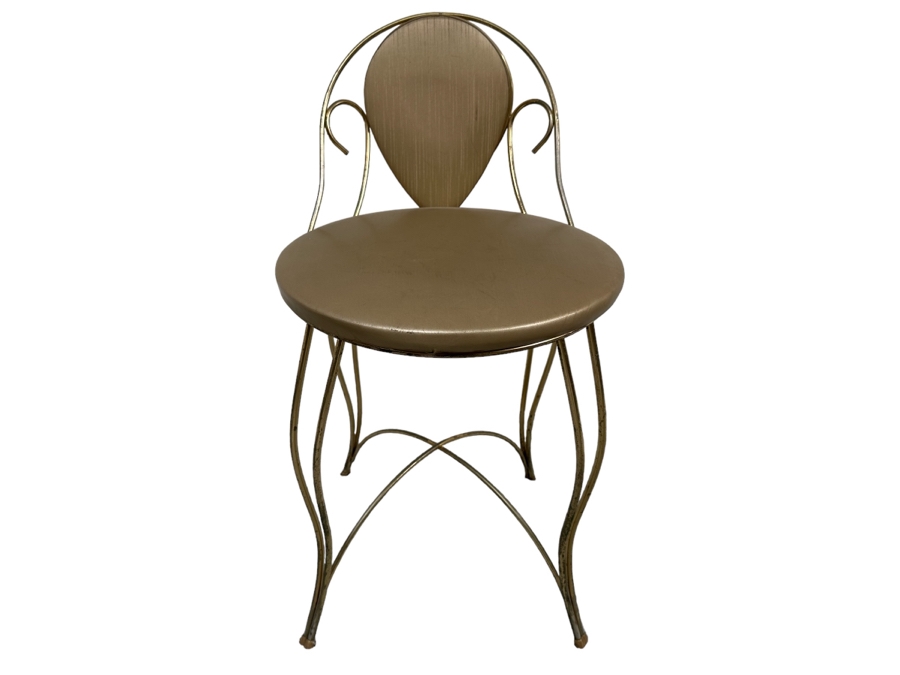 Mid-Century Pearl-Wick Vanity Chair 14.5W X 26H