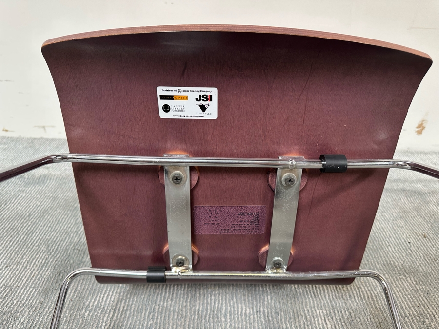 Set Of Nine Vintage Bent Plywood And Chrome Stacking Chairs By Jasper Seating Company Community / Jasper Library Furniture [Photo 12]