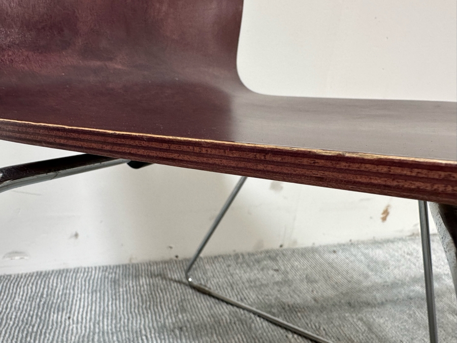 Set Of Nine Vintage Bent Plywood And Chrome Stacking Chairs By Jasper