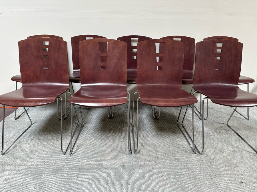 Set Of Nine Vintage Bent Plywood And Chrome Stacking Chairs By Jasper Seating Company Community / Jasper Library Furniture [Photo 2]