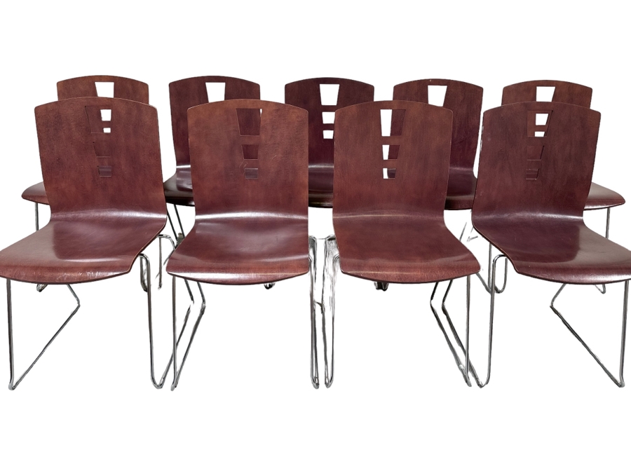 Set Of Nine Vintage Bent Plywood And Chrome Stacking Chairs By Jasper Seating Company Community / Jasper Library Furniture
