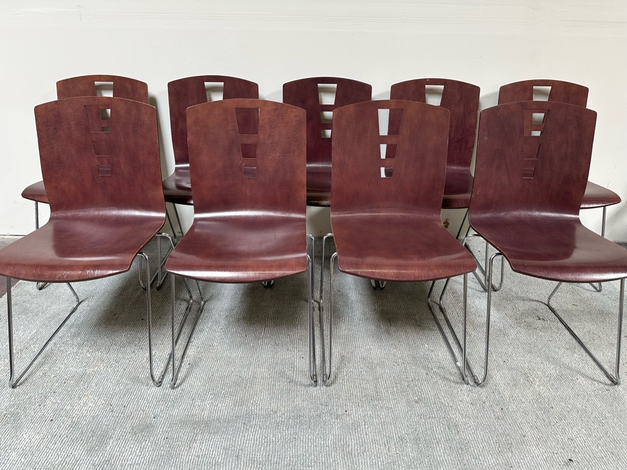 Set Of Nine Vintage Bent Plywood And Chrome Stacking Chairs By Jasper Seating Company Community / Jasper Library Furniture [Photo 4]
