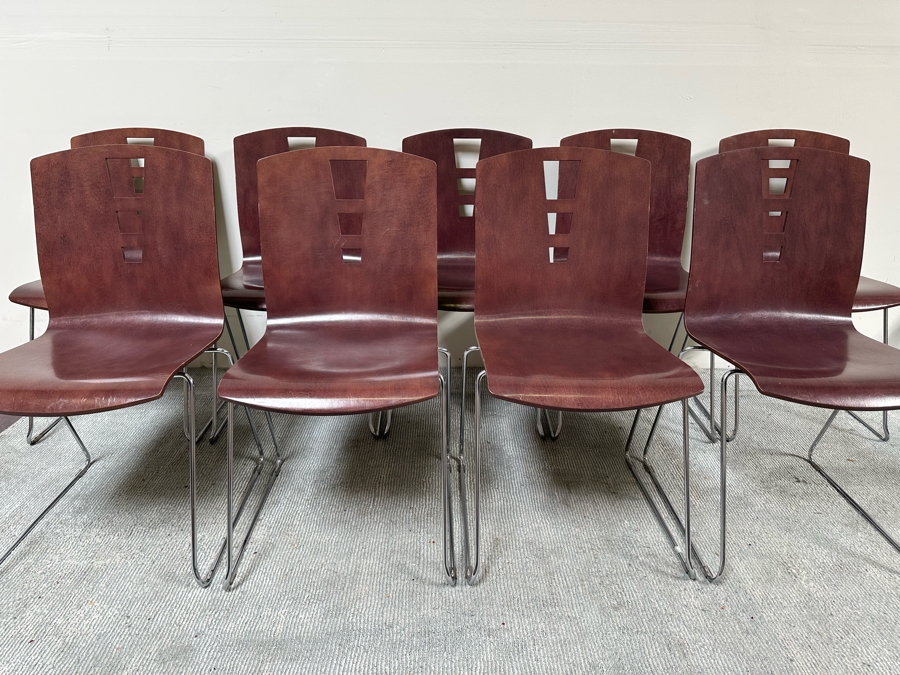 Set Of Nine Vintage Bent Plywood And Chrome Stacking Chairs By Jasper Seating Company Community / Jasper Library Furniture [Photo 3]