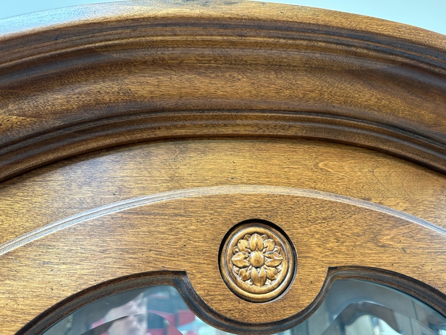 Ethan Allen Wooden Curio Display Cabinet With Back Mirror And Side Glass Overhead Lighting 28W X 15D X 80H [Photo 7]