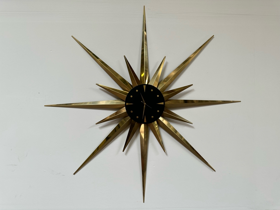 Mid-Century Starburst Wall Clock Working 46W [Photo 4]