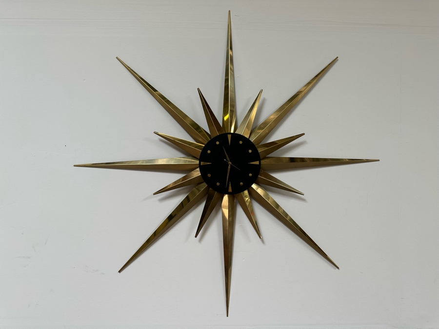 Mid-Century Starburst Wall Clock Working 46W [Photo 3]
