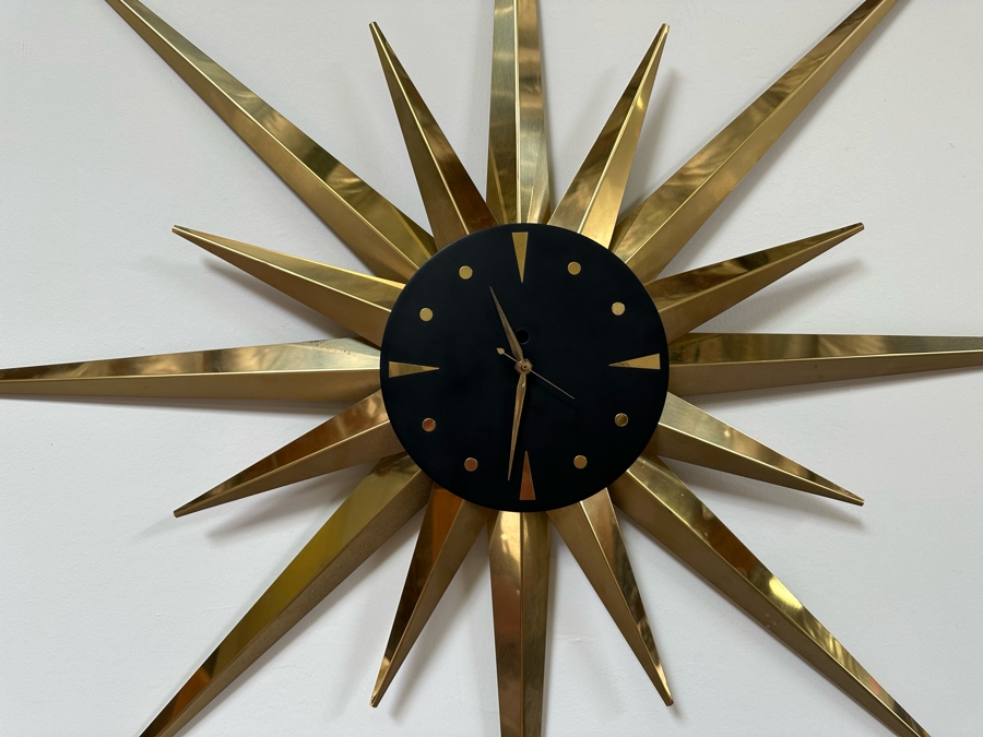 Mid-Century Starburst Wall Clock Working 46W [Photo 6]