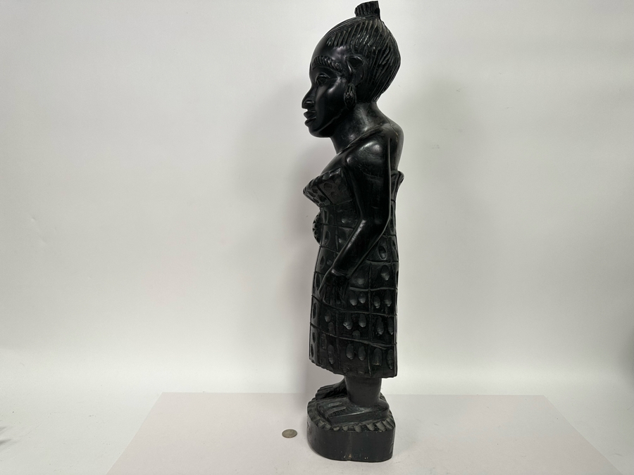 Vintage Carved Ebony Wooden Sculpture 6W X 26H [Photo 8]