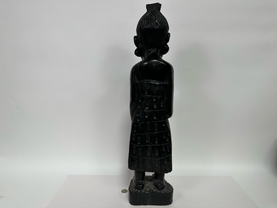 Vintage Carved Ebony Wooden Sculpture 6W X 26H [Photo 7]