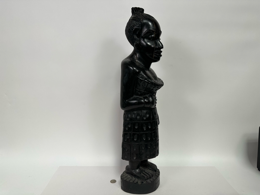 Vintage Carved Ebony Wooden Sculpture 6W X 26H [Photo 6]