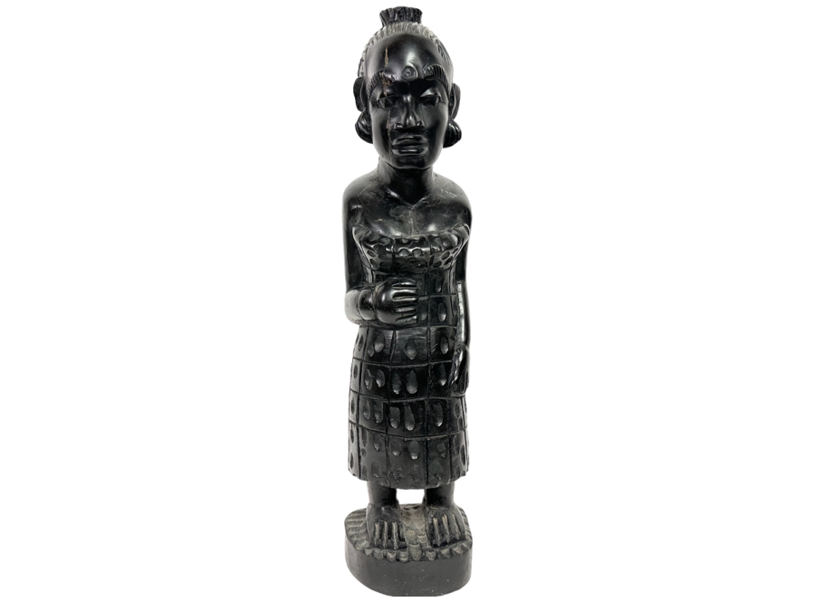Vintage Carved Ebony Wooden Sculpture 6W X 26H