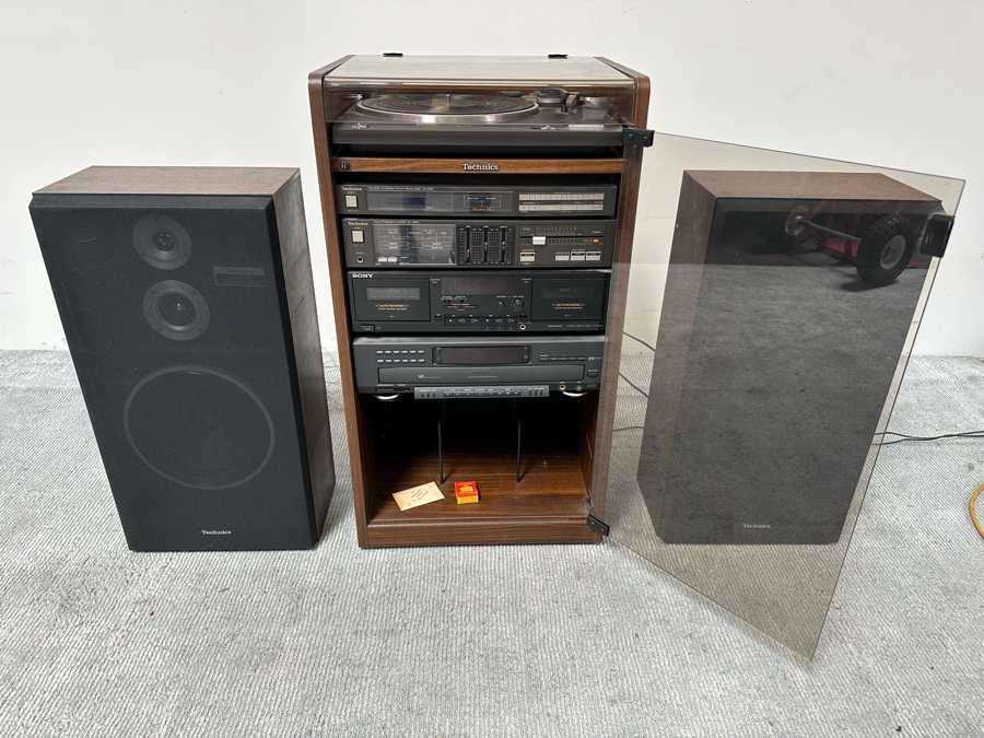 Technics Stereo Console With Technics SB-2440 Speakers Plus Sony Cassette Player And CD Player - Turntable Needs New Belt [Photo 6]