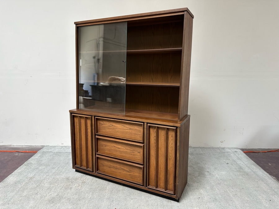 Mid-Century Modern Bassett Furniture China Display Cabinet From The Third Dimension Series 50W X 16D X 68H [Photo 10]