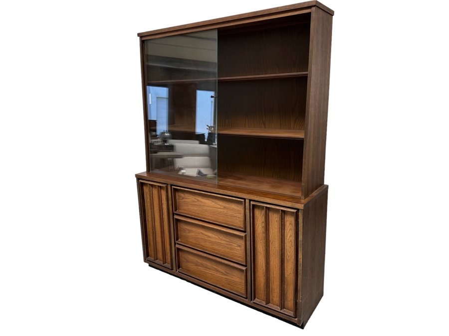 Mid-Century Modern Bassett Furniture China Display Cabinet From The Third Dimension Series 50W X 16D X 68H