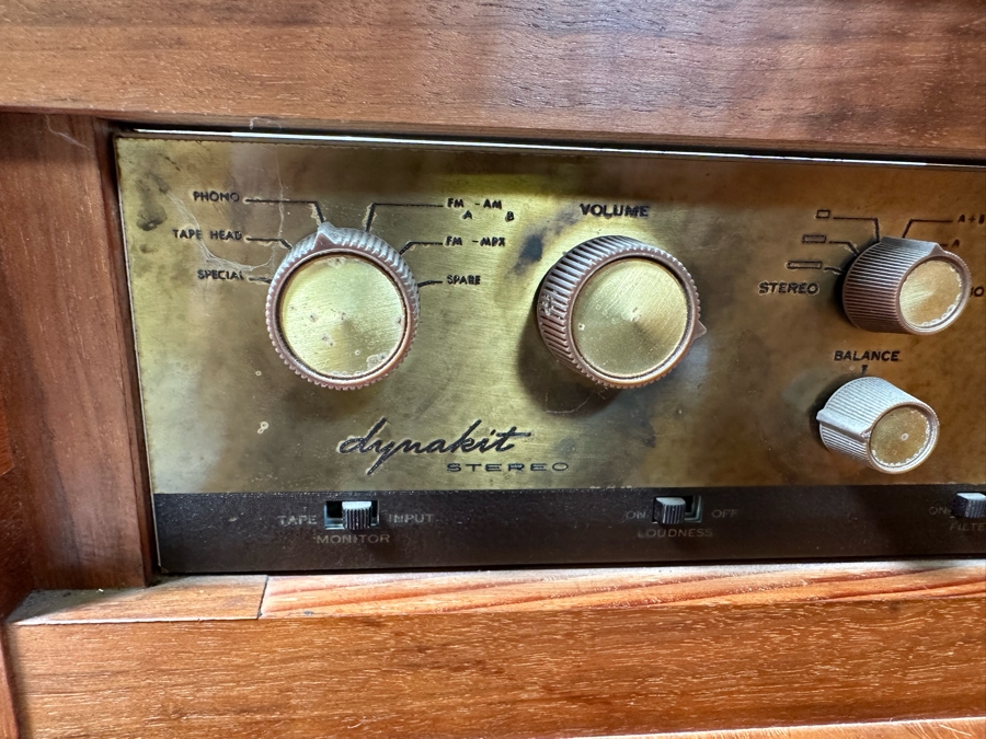 Rare Custom Mid-Century Hi-Fi Equipment John Karlson Style Speakers - Custom Mid-Century Enclosure With A Hinged Top Exposing A Thorens TD 124 Turntable Plus A DYNAKIT Model PAS Stereophonic Preamplifier Plus Tube Amplifier - Untested Equipment [Photo 40]