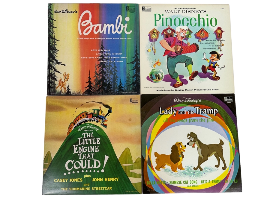Four Vintage Walt Disney Disneyland Records