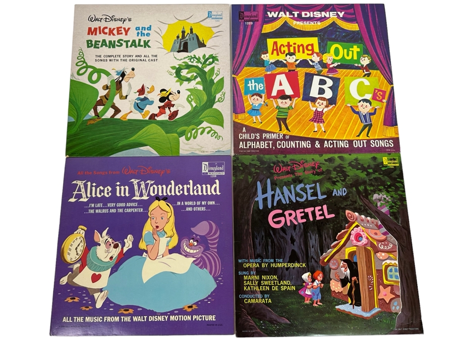 Four Vintage Walt Disney Disneyland Records