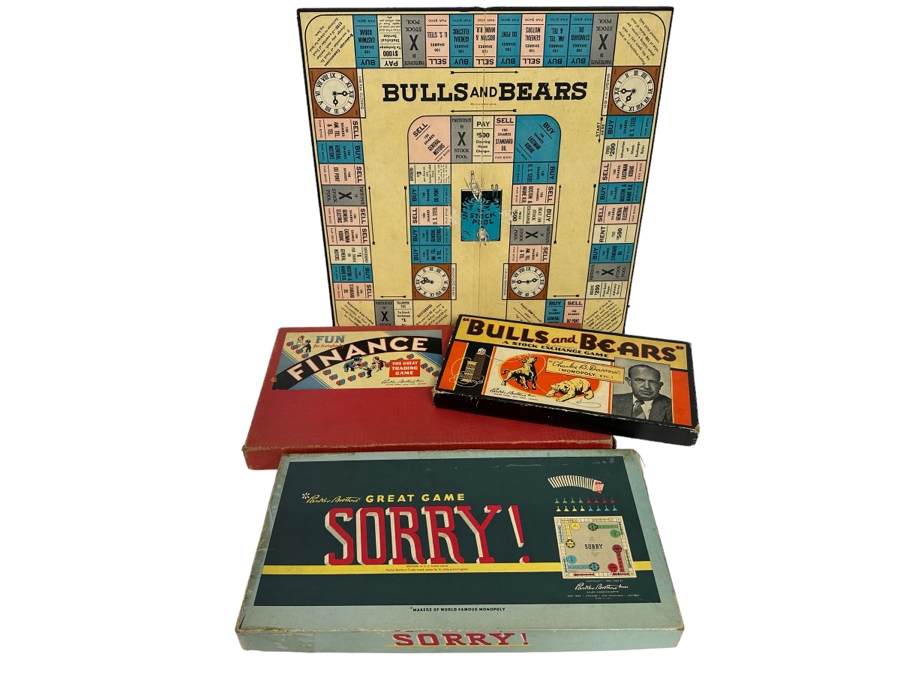 ‌Vintage Board Game Lot: Sorry!, Bulls And Bears, Finance
