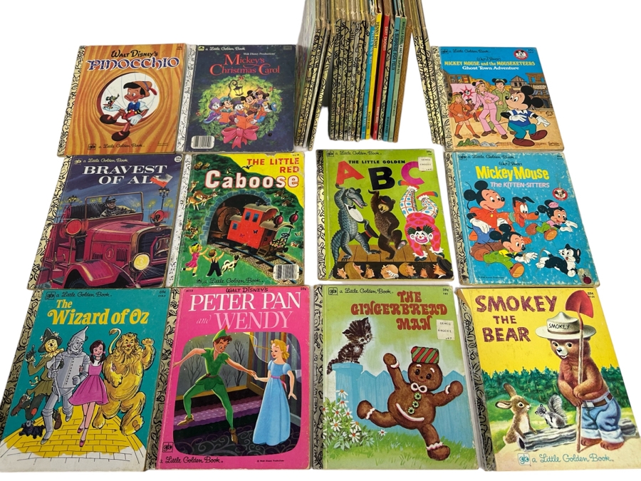 Collection Of Vintage Kids Books Little Golden Books Including Walt Disney Books - See Photos