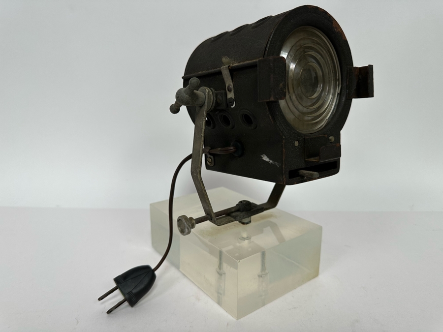 Vintage Metal Stage Light On A Lucite Stand Working 7W X 4D X 10H [Photo 2]