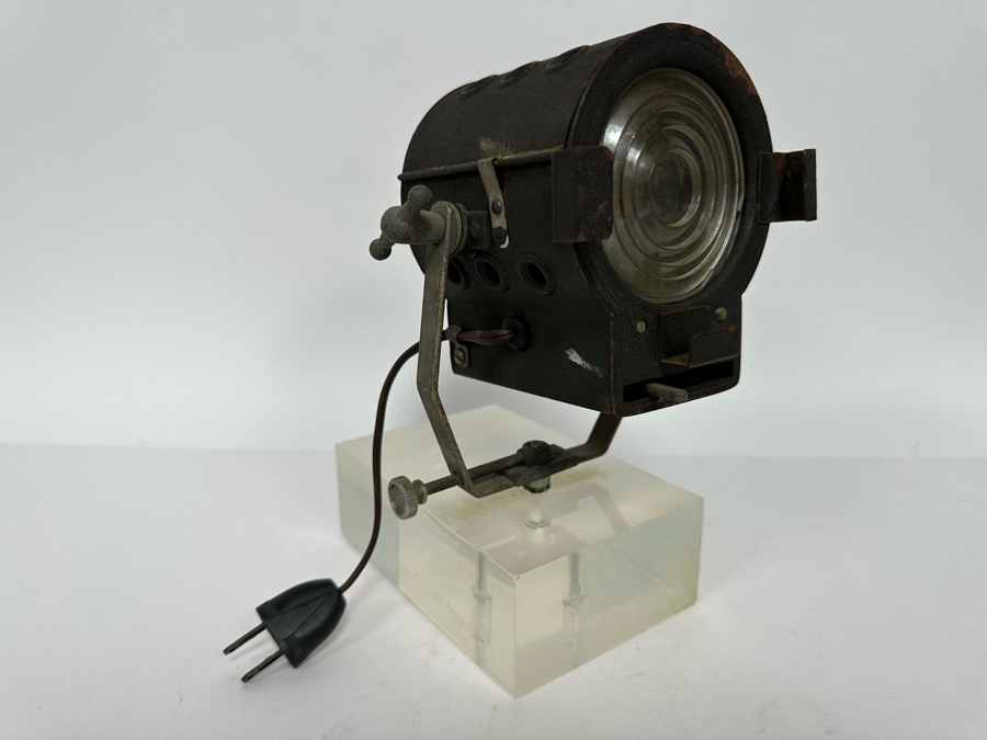 Vintage Metal Stage Light On A Lucite Stand Working 7W X 4D X 10H [Photo 3]