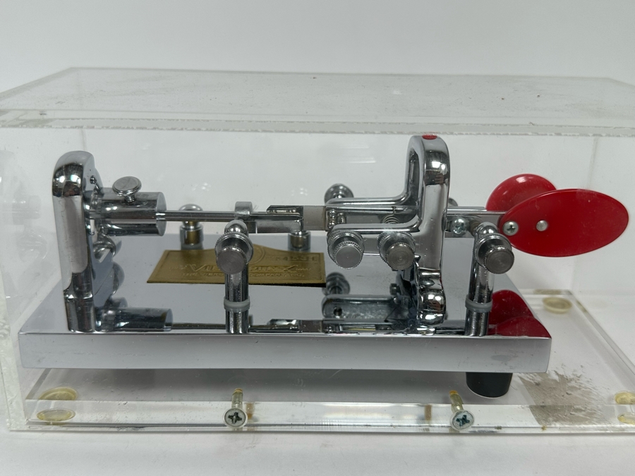 Rare Mint Vibroplex Presentation Mechanical Morse Key Contained In Lucite Display Box 8.5W X 4D X 4H [Photo 7]