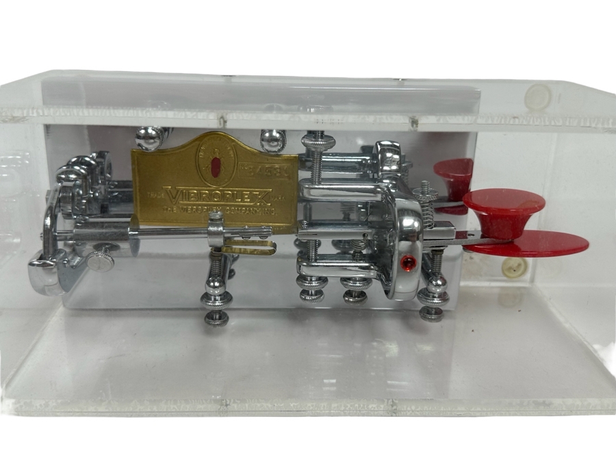 Rare Mint Vibroplex Presentation Mechanical Morse Key Contained In Lucite Display Box 8.5W X 4D X 4H [Photo 2]