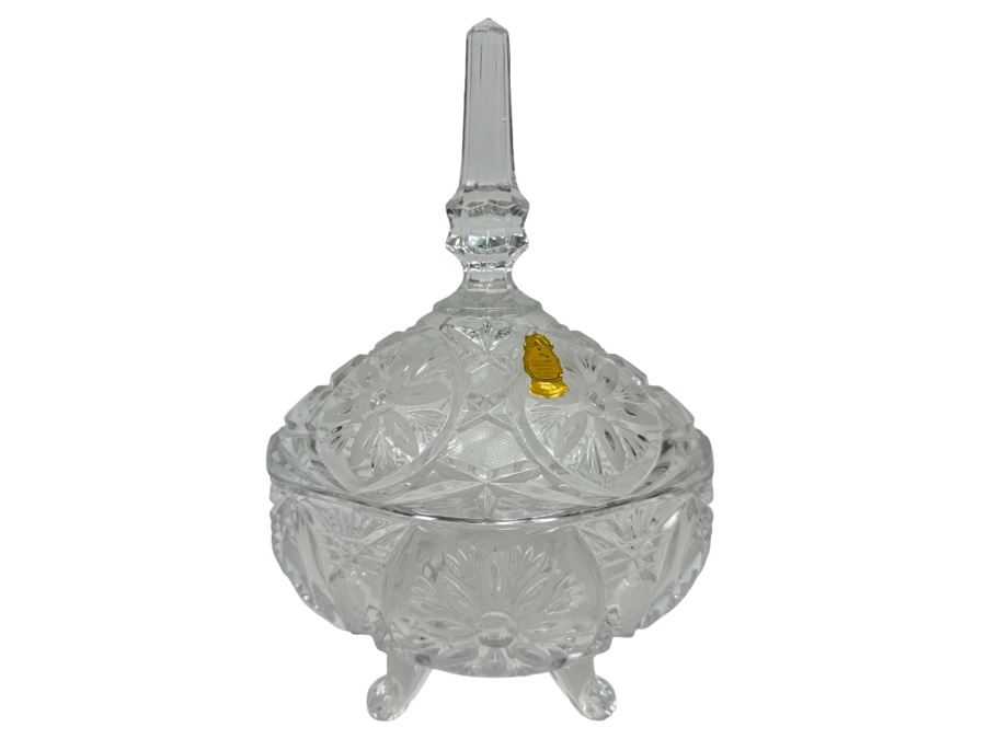 Imperlux Crystal Footed Candy Dish Jar Made In Western Germany 7W X 11H