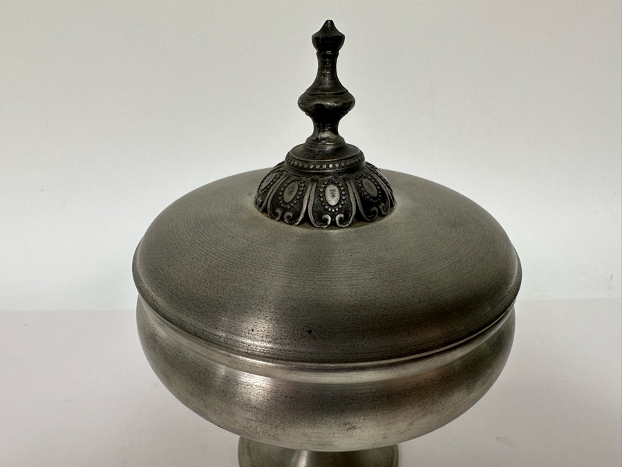 Vintage Mid-Century Mastad Norway Pewter Footed Bowl Jar With Lid 4.5W X 7H [Photo 5]