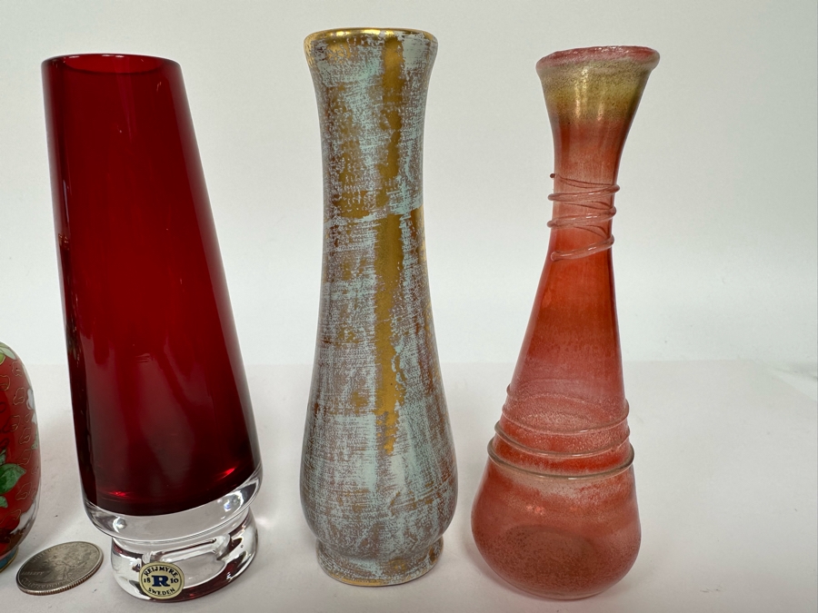 Collection Of Various Small Vases / Bud Vases / Cloisonne [Photo 5]