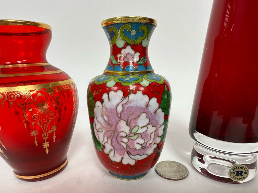 Collection Of Various Small Vases / Bud Vases / Cloisonne [Photo 8]