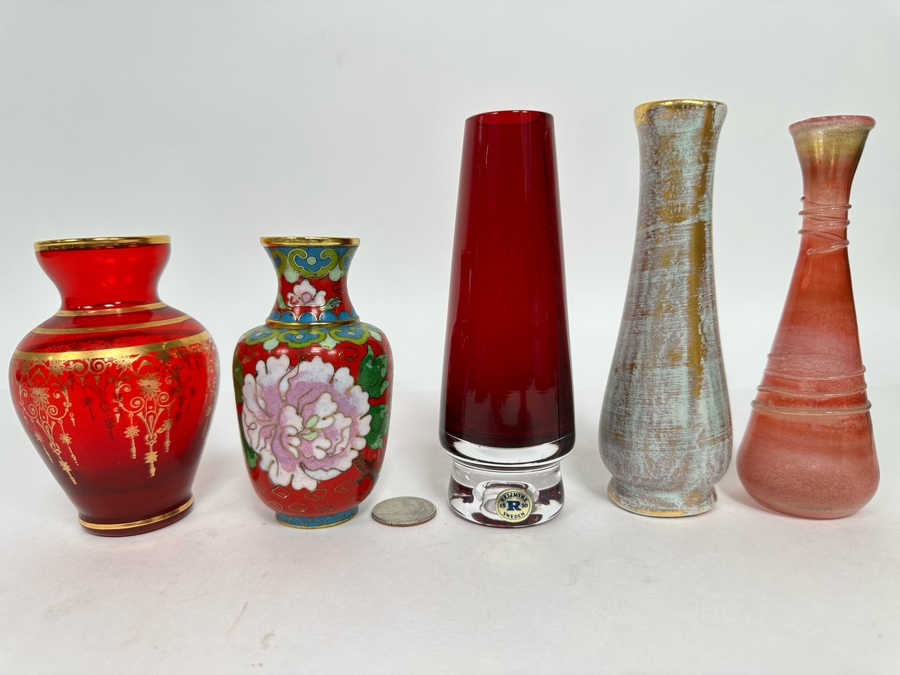 Collection Of Various Small Vases / Bud Vases / Cloisonne [Photo 2]