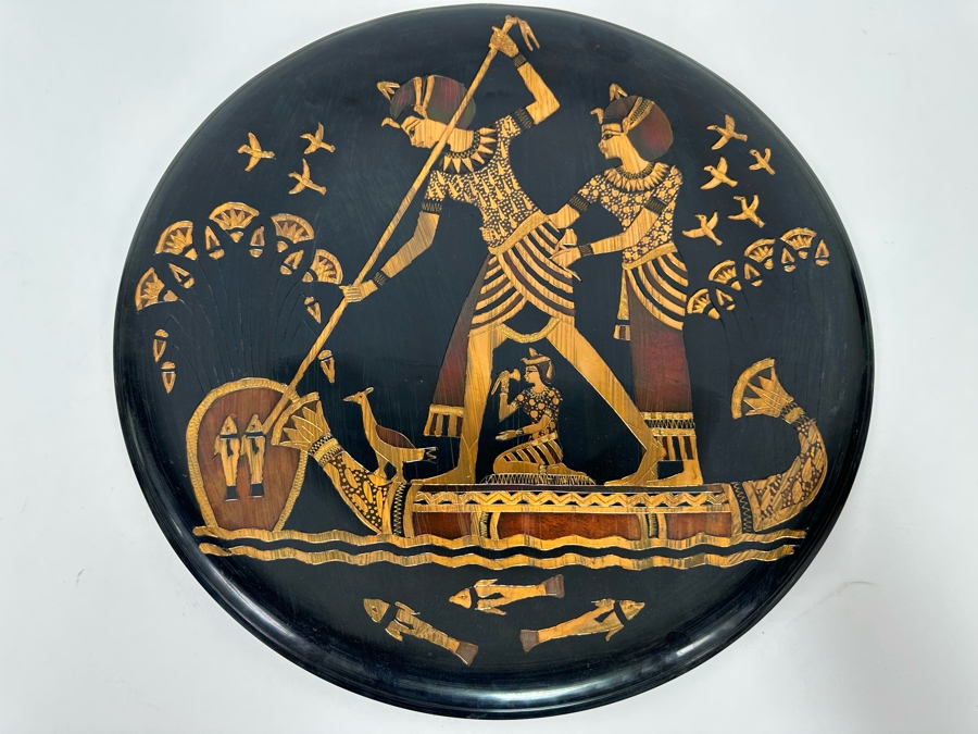 Large Etched Copper Metal Plate From Egypt Signed On Back 15.5R [Photo 4]