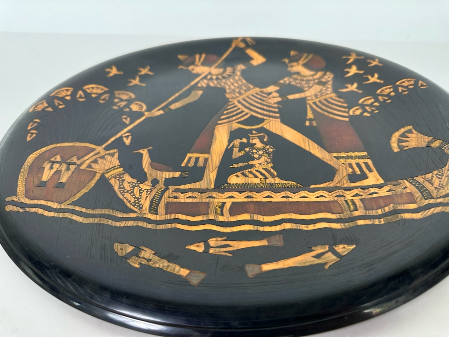 Large Etched Copper Metal Plate From Egypt Signed On Back 15.5R [Photo 5]