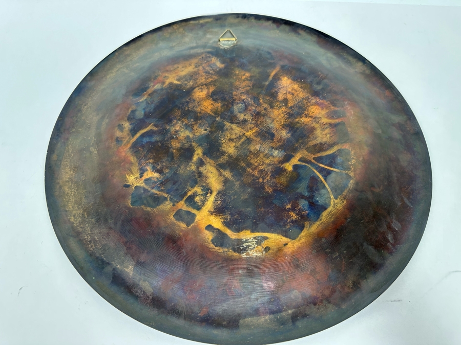 Large Etched Copper Metal Plate From Egypt Signed On Back 15.5R [Photo 10]